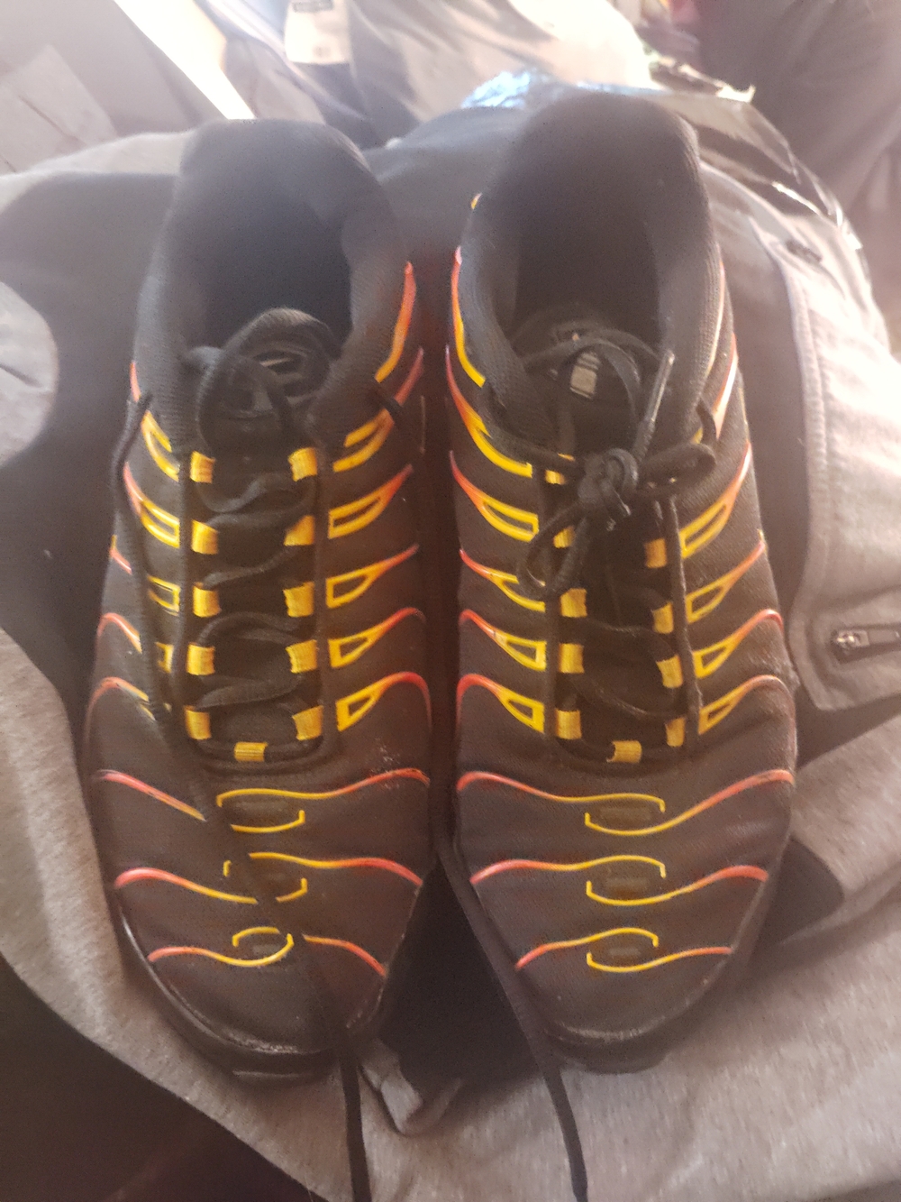 Nike Men's Black Sneakers with Yellow & Orange Highlights